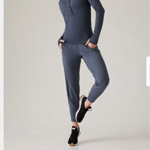 ATHLETA Rainier jogger pants zippered pockets mid rise granite blue size small